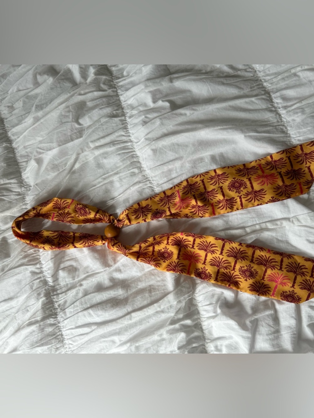 Yellow Palm-Print Neck Scarf